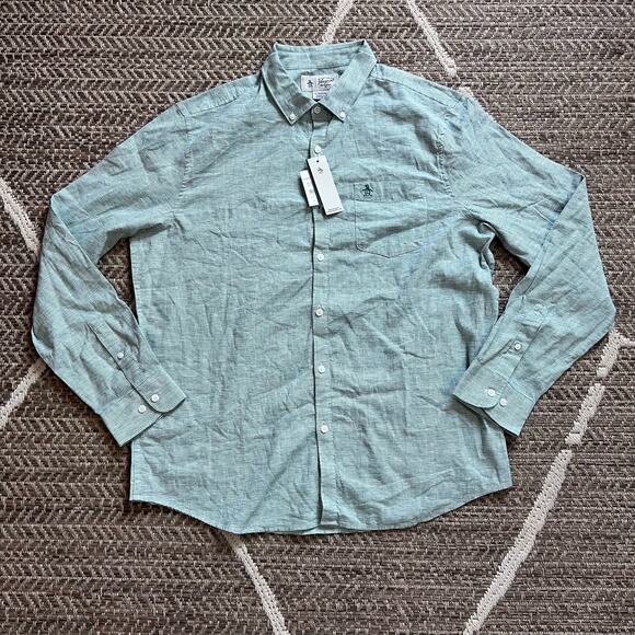Penguin Antique Green button down shirt sz XL - Picture 1 of 5